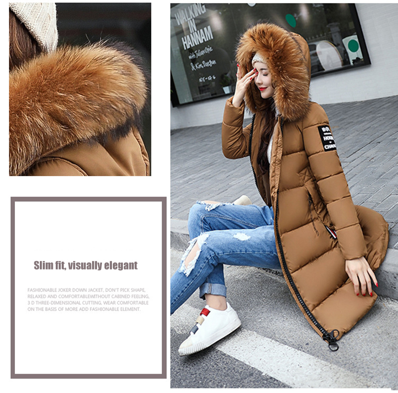 NEEDBO Winter Jacket Women Fur Collar Long Parka Casual Slim Woman Winter Coat Puffer Jacket Padded Outwear Coat Women Warm 201126