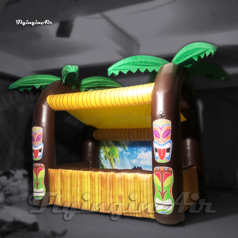 Inflatable Tiki Bar Small Temporary Tent 3m Party Booth Advertising Air Blow Up Kiosk With Custom Printing For Outdoor Events