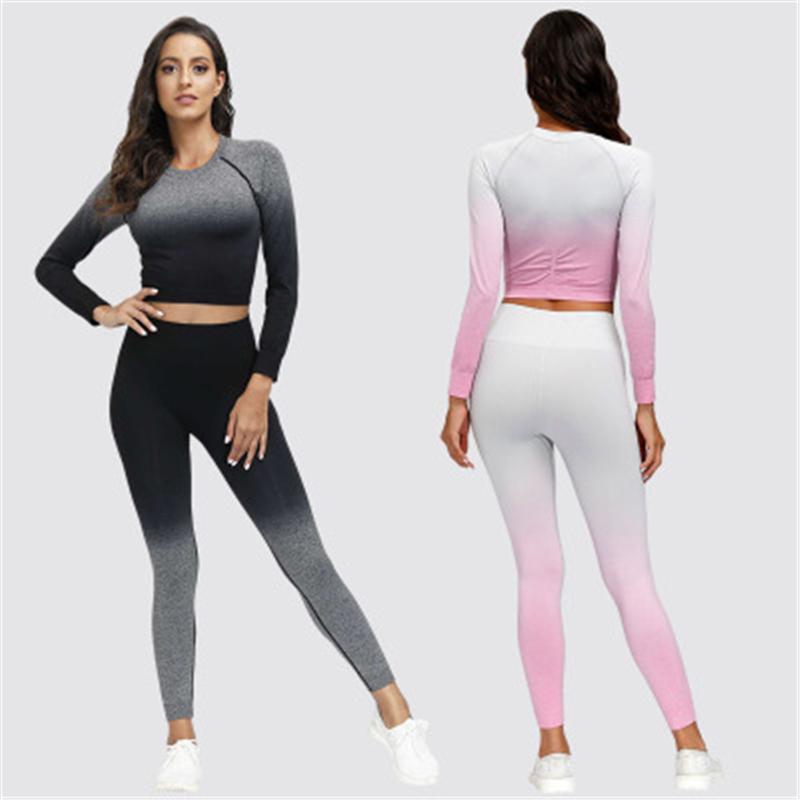 Women Seamless Yoga 2Pcs Sets Fashion Trend Long Sleeve Tops High Waist Leggings Slim Suits Female New Hang Dye Fitness Skinny Tracksuits, Black
Women Seamless Yoga 2Pcs Sets Fashion Trend Long Sleeve Tops High Waist Leggings Slim Suits Female New Hang Dye Fitness Skinny Tracksuits, Black