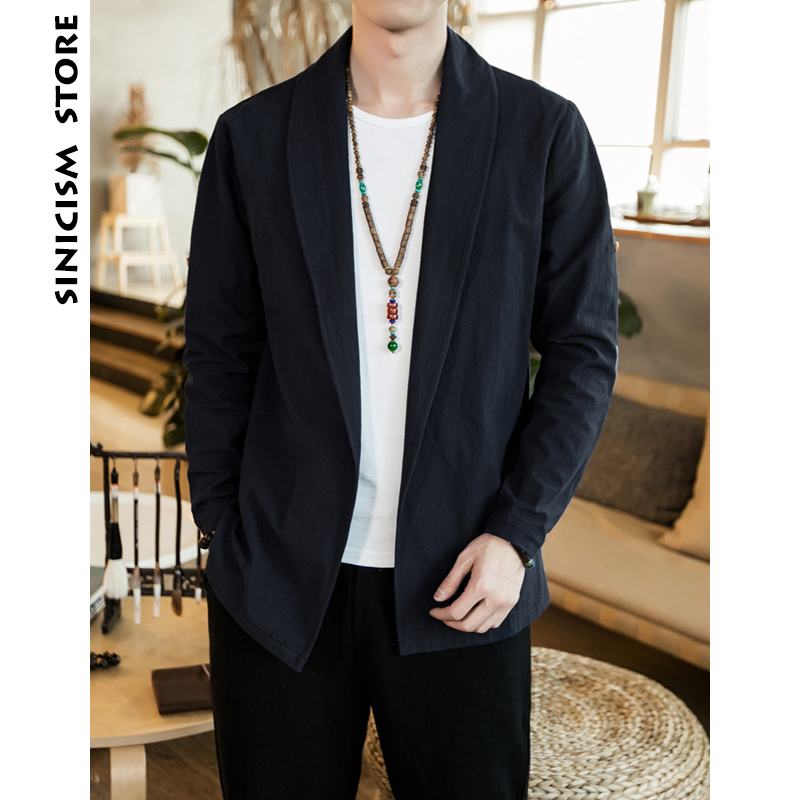 Sinicism Store Men Kimono Jackets Mens Open Stitch Traditional Solid Jackets And Coats Male Streetwear Button Cardigan Plus Size T200319