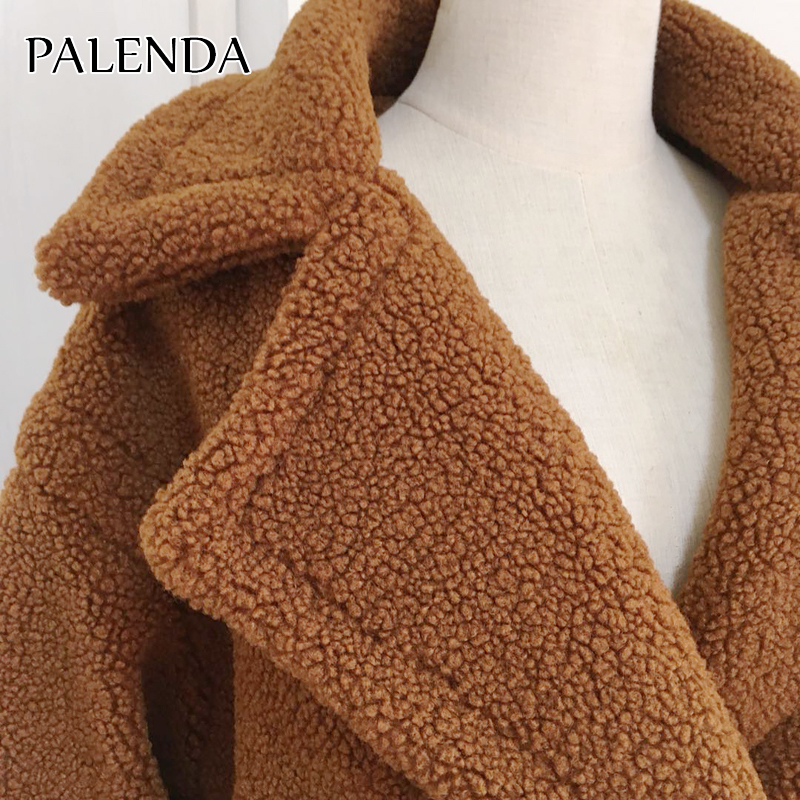 teddy faux long women lamb fur thick coat oversized outwears 201214