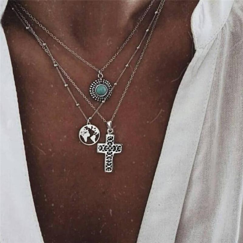 Fashion Vintage Cross Multi-layer Necklace Simple map Necklace Multipurpose Clavicle Chain
Fashion Vintage Cross Multi-layer Necklace Simple map Necklace Multipurpose Clavicle Chain