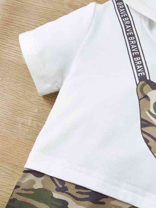 Baby Bag And Camo Print Hooded 2 In 1 Jumpsuit SHE