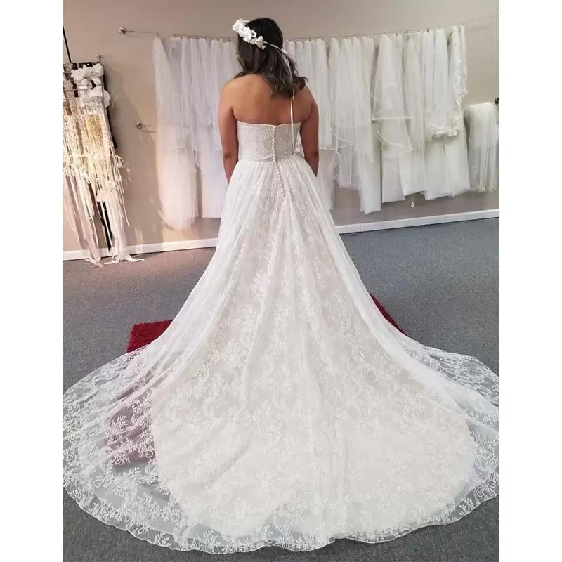 Sweetheart Beach Wedding Dresses Full Lace novia Bohemia Plus Size Sexy High Slit Greek Bridal Gown abito