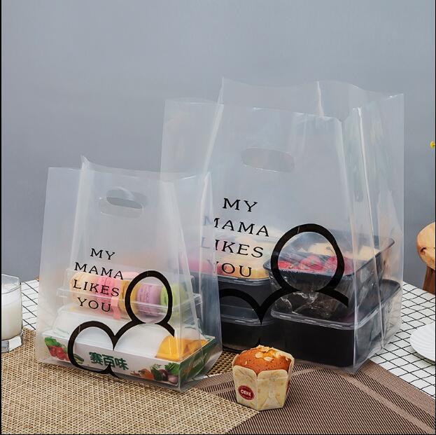 50pcs/pack Clear Packing Bag Coffee Shop Plastic Bag With Handle Baking Take Away Packaging Bags
50pcs/pack Clear Packing Bag Coffee Shop Plastic Bag With Handle Baking Take Away Packaging Bags