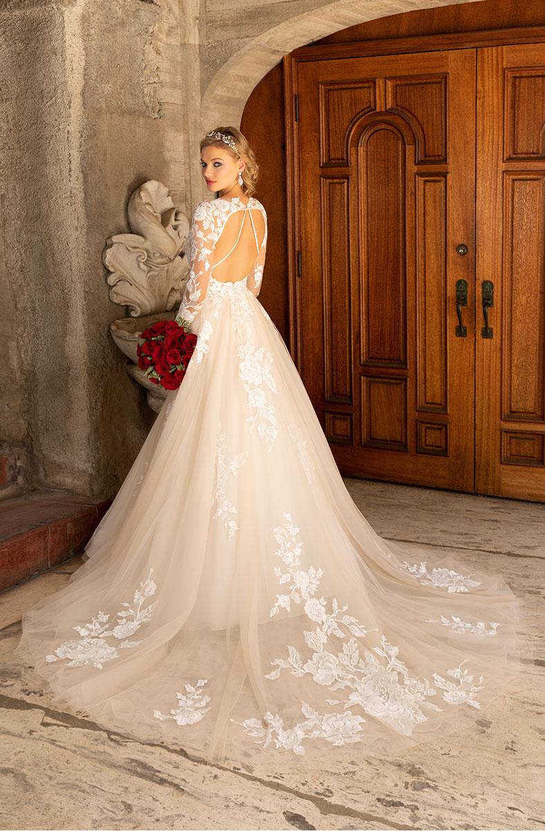 Chen Plus Kitty Size A Line Dresses Lace Appliqued Bridal Gowns V Neck Long Sleeves Backless Wedding Dress Vestidos De Novia ppliqued estidos