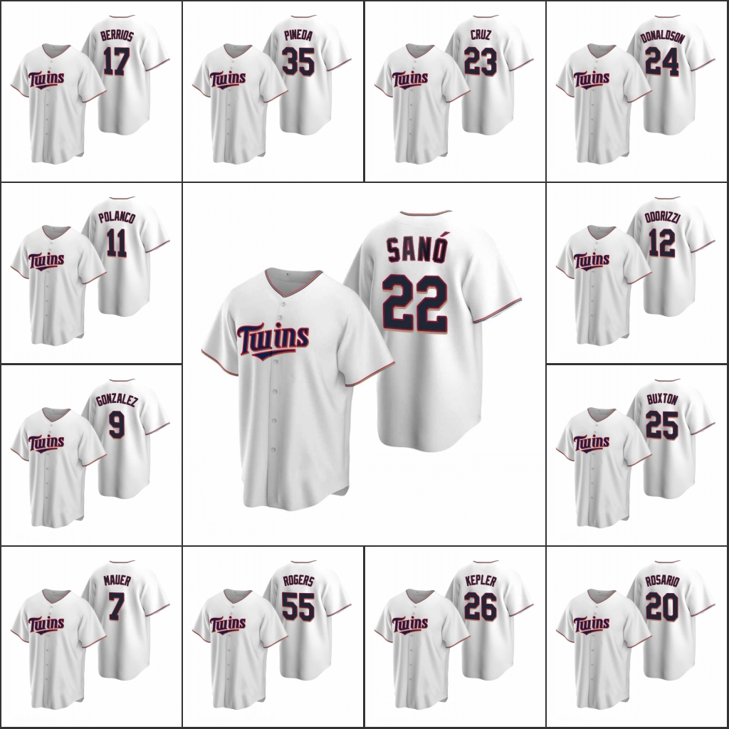 Minnesota Twins #22 Miguel Sano 7 Joe Mauer 26 Max Kepler 35 Michael Pineda Men Women Youth Custom White Replica Home Jersey, Black
Minnesota Twins #22 Miguel Sano 7 Joe Mauer 26 Max Kepler 35 Michael Pineda Men Women Youth Custom White Replica Home Jersey, Black