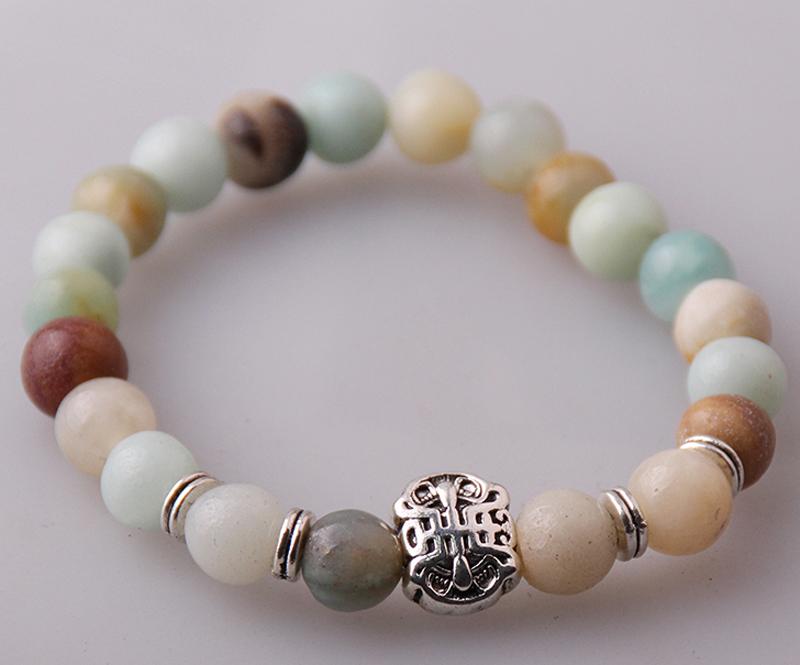 MOODPC Fashion Women Dress Armband 8mm Amazonite Natural stone Life Bracelet