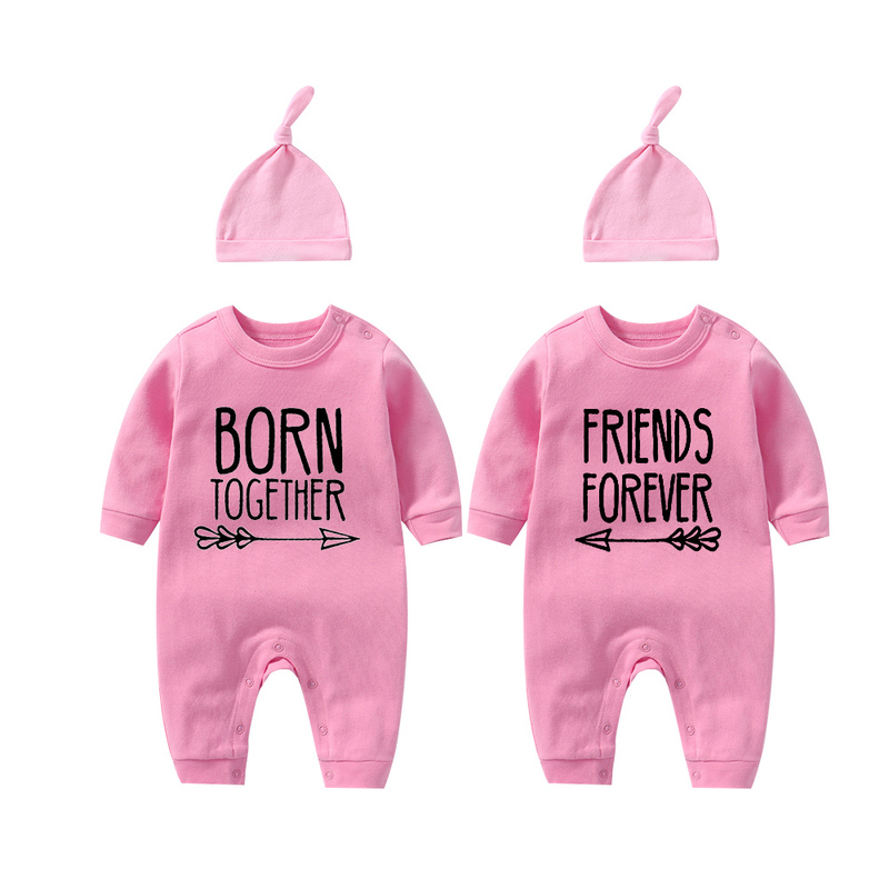 YSCULBUTOL Baby Bodysuit Born Together Friend Forever boy Clothes Toddler Girl 220217