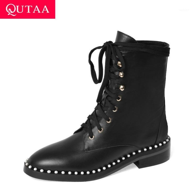 QUTAA 2021 String Bead Lace Up Ankle Boots Cow Leather Cow Suede Women Shoes Round Toe Square Heel Fashion Short Boots Size34-391, Black-cow suede
QUTAA 2021 String Bead Lace Up Ankle Boots Cow Leather Cow Suede Women Shoes Round Toe Square Heel Fashion Short Boots Size34-391, Black-cow suede