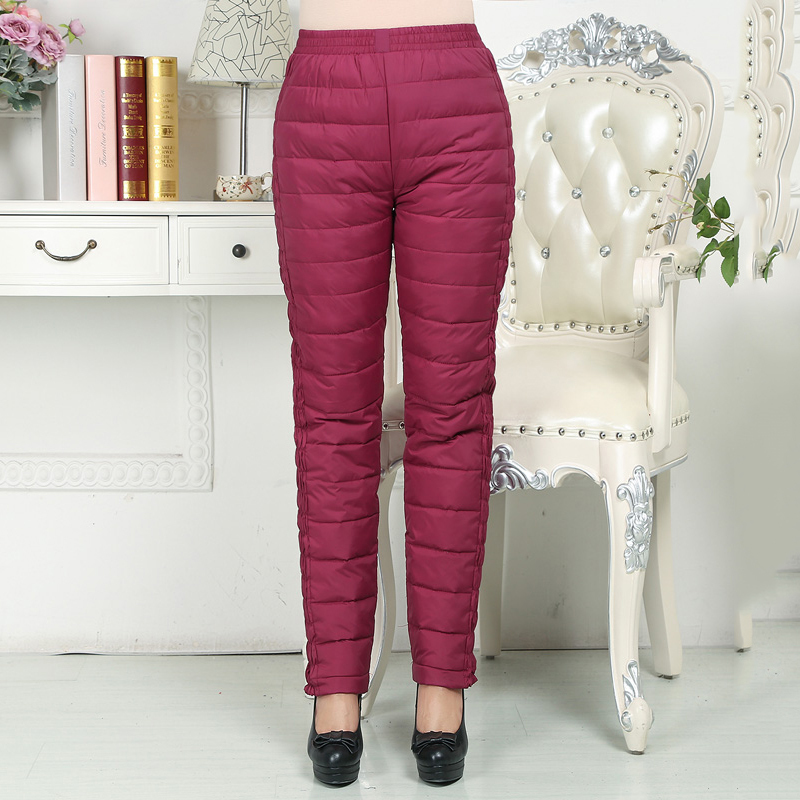 Casual Duck Down plus size 4xl warm pants women streetwear black slim high waisted trousers ultra light down track pants women 201228