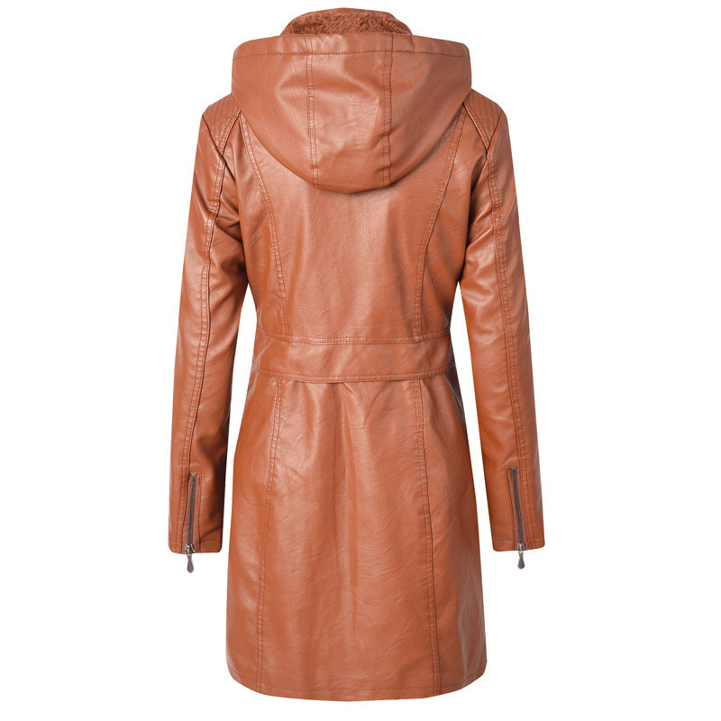 Fashion Leather Coats Women's Spring Autumn Clothing Long Section Slim PU Leather Jacket SXL 201020