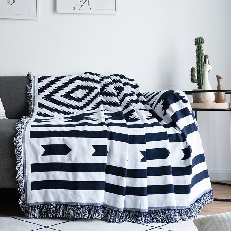 

Geometry Plaid Knitted Sofa Throw Blanket Boho Knit Chair Sofa Couch Cover Towel Carpets Decorative Slipcover Tapestry Bedspread