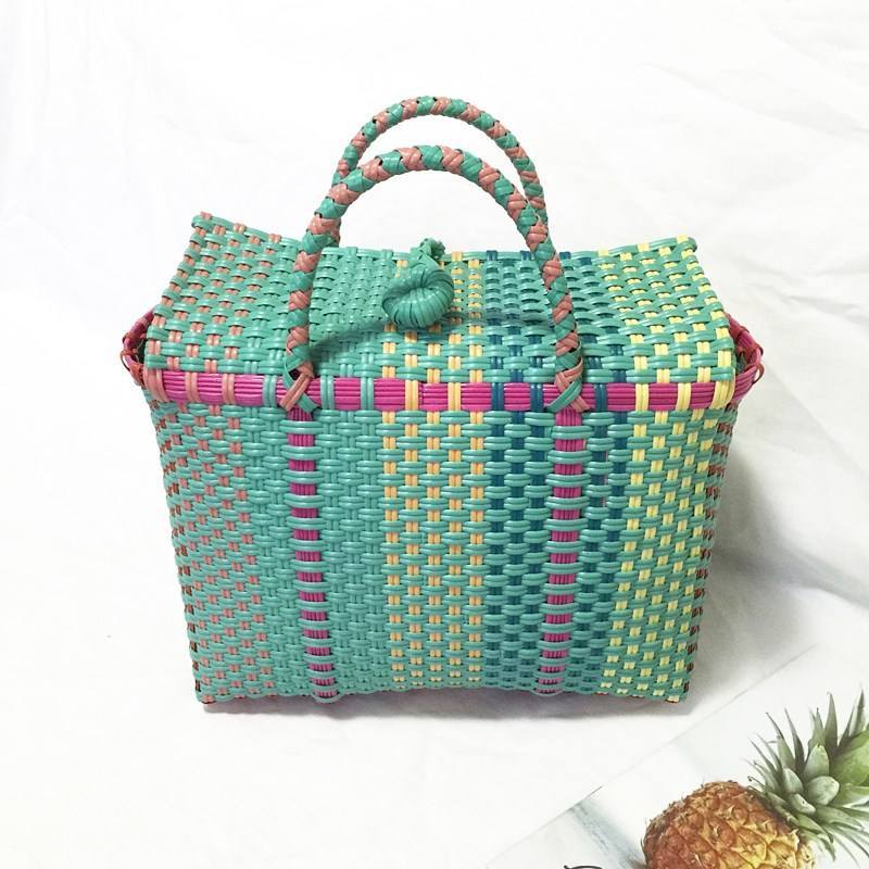 Women Weave Beach Woven Bucket Casual Handbags Bags Popular Receive Plastic Basket Shopping Tote Storage Bag
Women Weave Beach Woven Bucket Casual Handbags Bags Popular Receive Plastic Basket Shopping Tote Storage Bag