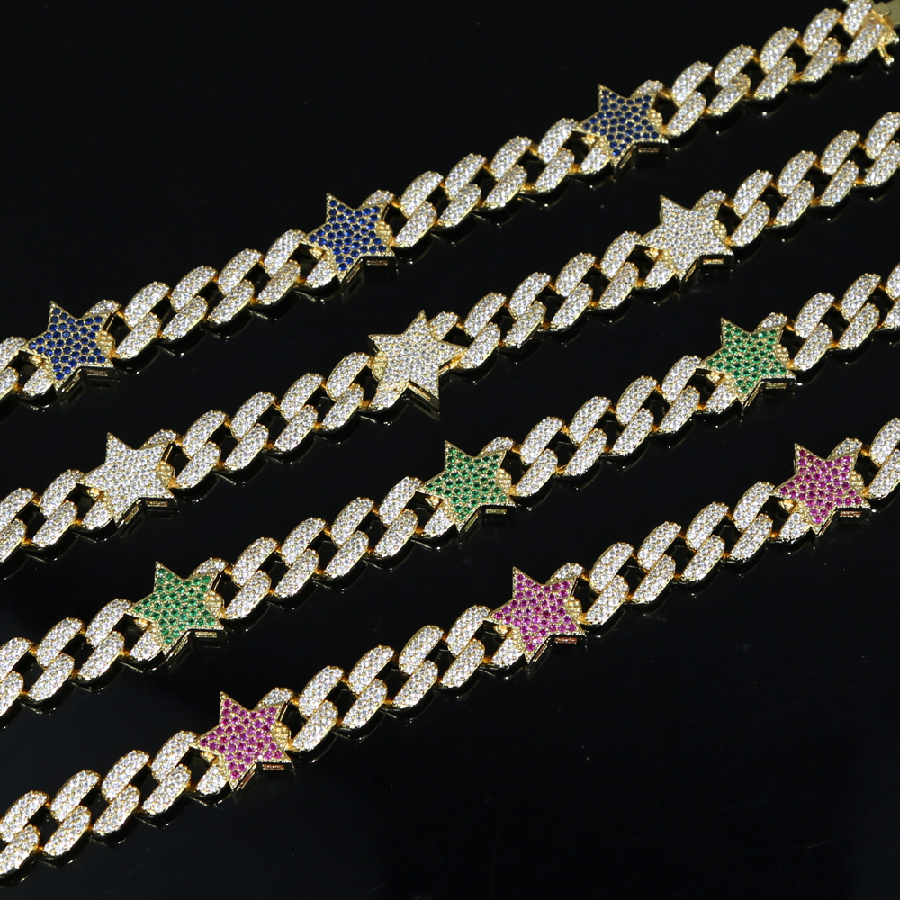 2021 New Cuban Link Chain Hip Hop Women Girl Jewelry 16cm 18cm Gold Color Colorful Heart Star Charm Bracelet Fashion Jewelry