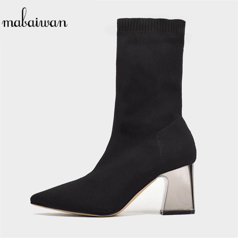Mabaiwan Black Casual Women Shoes Thick Heel High Socks Ankle Boots Female Pointed Toe Elastic Shoes Women Gladiator Short Pumps1
Mabaiwan Black Casual Women Shoes Thick Heel High Socks Ankle Boots Female Pointed Toe Elastic Shoes Women Gladiator Short Pumps1