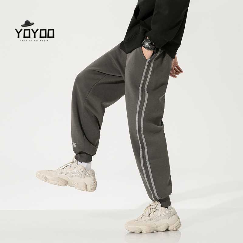 YOYOO new winter men clothing men pants oversized streetwear cargo pants casual loose men's man, Black