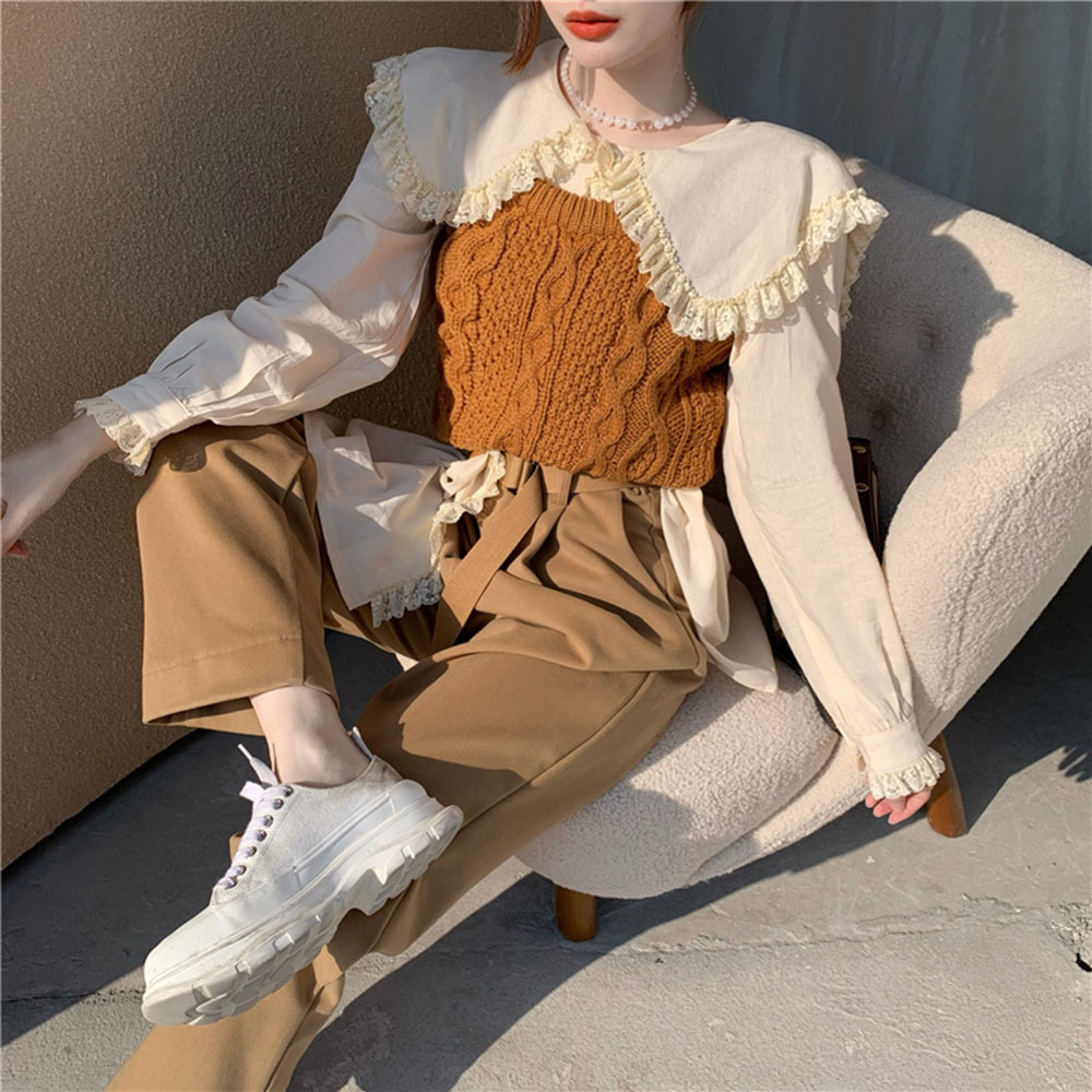 2021 New Korean Version Piece Sets Autumn Winter Trendy Designer Hot Sale Lace Doll Collar Long Sleeve Knitted Vest Suit V18U, Red
2021 New Korean Version Piece Sets Autumn Winter Trendy Designer Hot Sale Lace Doll Collar Long Sleeve Knitted Vest Suit V18U, Red