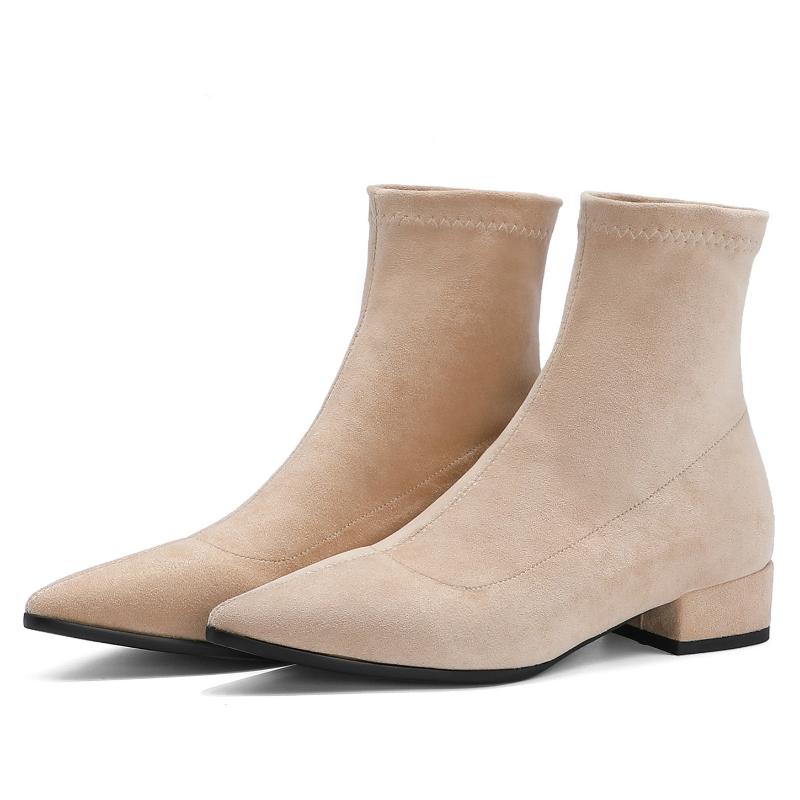Women Ankle Boots 2020 Autumn Winter Warming New Fashion Slip-On Low Heel Pointed Toe Flexible Flock Casual Shoe Big Size 34-43, Brown plush lining
Women Ankle Boots 2020 Autumn Winter Warming New Fashion Slip-On Low Heel Pointed Toe Flexible Flock Casual Shoe Big Size 34-43, Brown plush lining