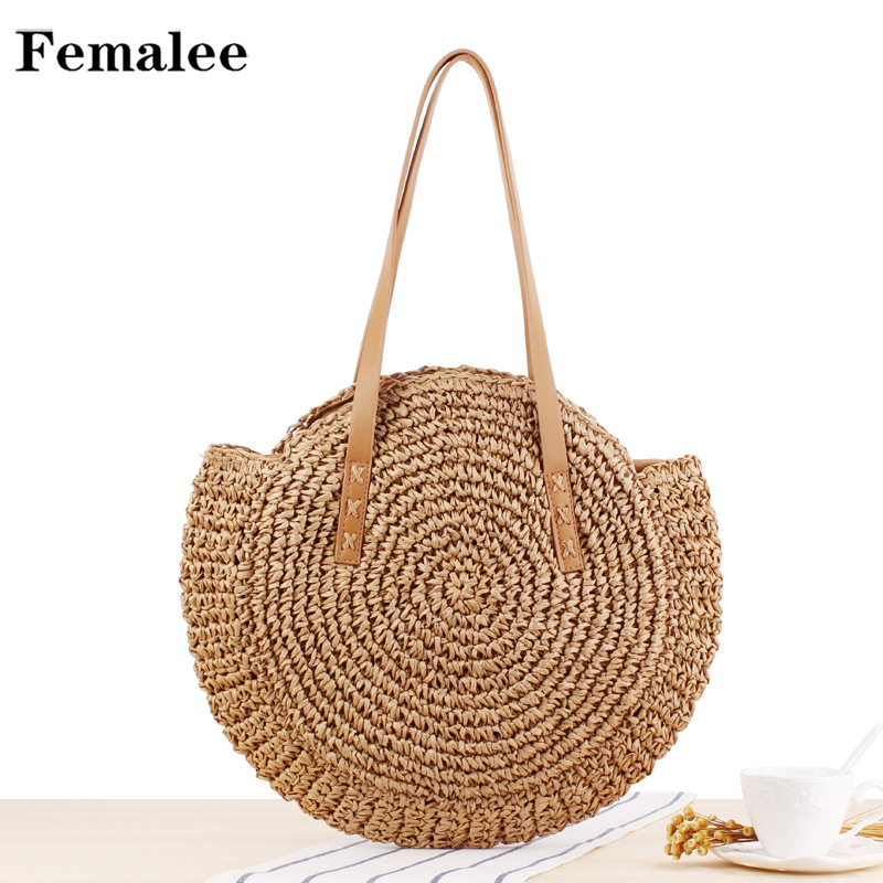 FEMALEE Round Straw Beach Vintage Handmade Woven Shoulder Bag Raffia circle Rattan bags Bohemian Summer Vacation Casual Q1208, Beige
FEMALEE Round Straw Beach Vintage Handmade Woven Shoulder Bag Raffia circle Rattan bags Bohemian Summer Vacation Casual Q1208, Beige