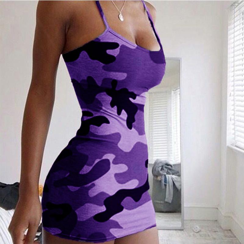 2021 Summer Sexy Bodycon Dresses For Women Party Club Mini Dress Spaghetti Strap Sleeveless Camouflage Print Vestido1