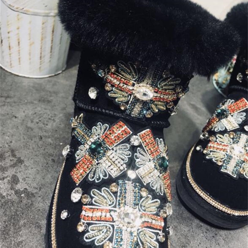 2020 Original Home-made Strass Cloth Stickers Rabbit Skin Tube Thick Snow Boots Dwaterproof Water Cotton Shoes 4qsm, Black
2020 Original Home-made Strass Cloth Stickers Rabbit Skin Tube Thick Snow Boots Dwaterproof Water Cotton Shoes 4qsm, Black