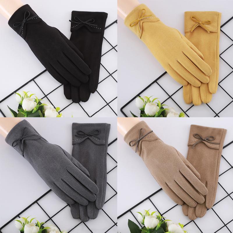 Women's Solid Color Bowknot Plus Velvet Gloves With Touch Screen Function Outdoor Keep Hand Warm Mittens guantes de femmes
Women's Solid Color Bowknot Plus Velvet Gloves With Touch Screen Function Outdoor Keep Hand Warm Mittens guantes de femmes
