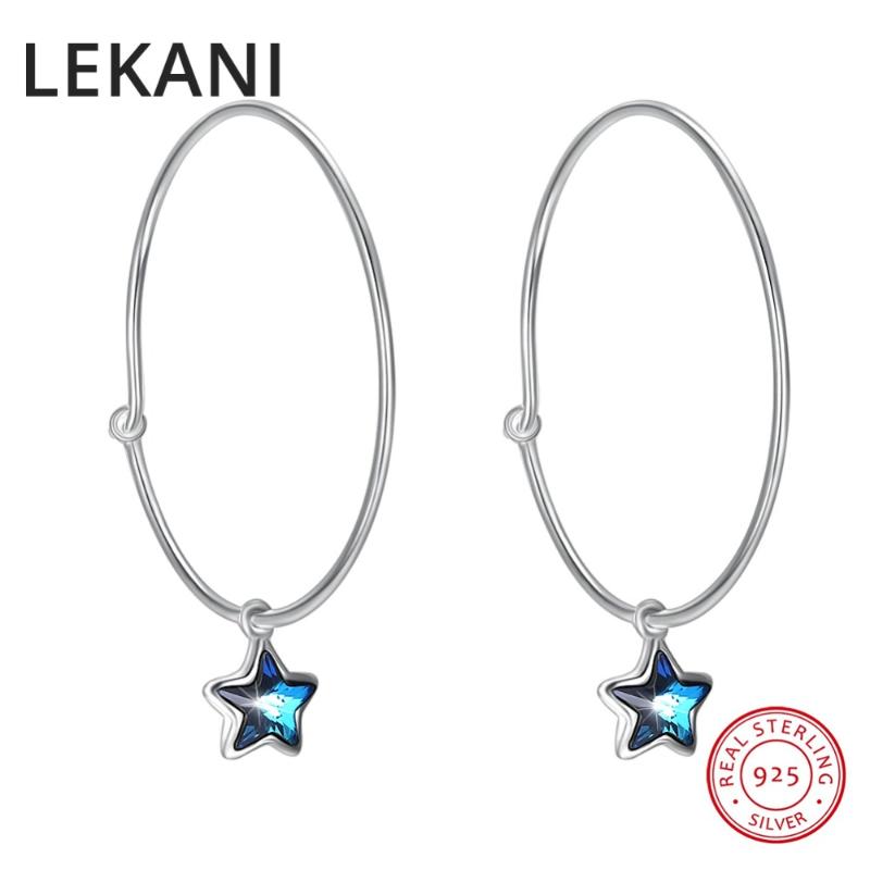 LEKANI Crystals From Silver Earrings Hoop Big For Women Star Hanging S925 Ear Jewelry Party Wedding Fine Accessories
LEKANI Crystals From Silver Earrings Hoop Big For Women Star Hanging S925 Ear Jewelry Party Wedding Fine Accessories