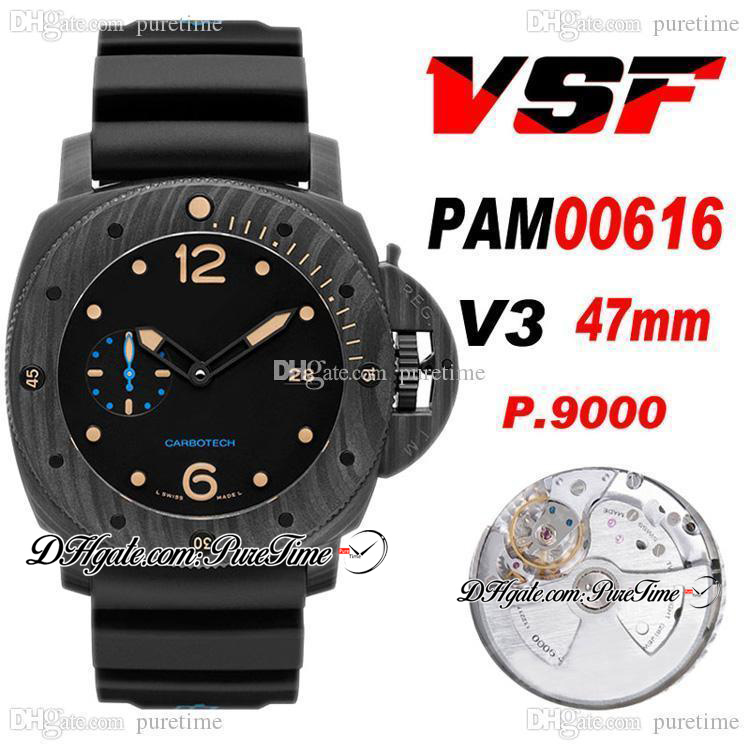 VSF V3 47mm VS616 P.9000 P9000 Automatic Mens Watch Carbon Fiber Case Black Dial VS00616 Super Edition Black Rubber Strap 2022 PTPM Puretime
VSF V3 47mm VS616 P.9000 P9000 Automatic Mens Watch Carbon Fiber Case Black Dial VS00616 Super Edition Black Rubber Strap 2022 PTPM Puretime