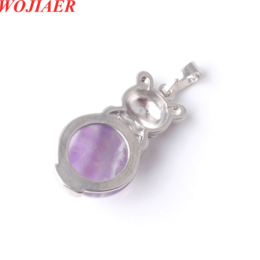 WOJIAER Natural Animal The Rabbit Pendant Bead Round Gem Stone Fashion Jewelry for Women BE906