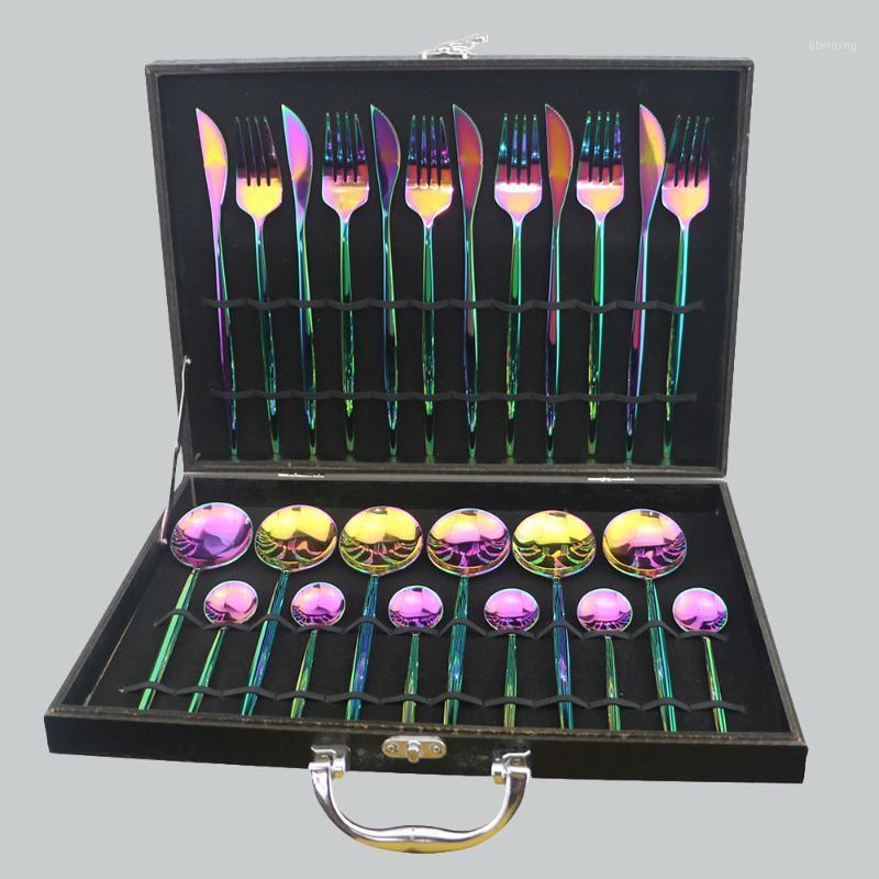 24pcs/set Rainbow Gift Box Cutlery Set 304 Stainless SteelKnife Dinnerware Set Fork Spoon Tableware Kitchen Dinner Flateware1
24pcs/set Rainbow Gift Box Cutlery Set 304 Stainless SteelKnife Dinnerware Set Fork Spoon Tableware Kitchen Dinner Flateware1