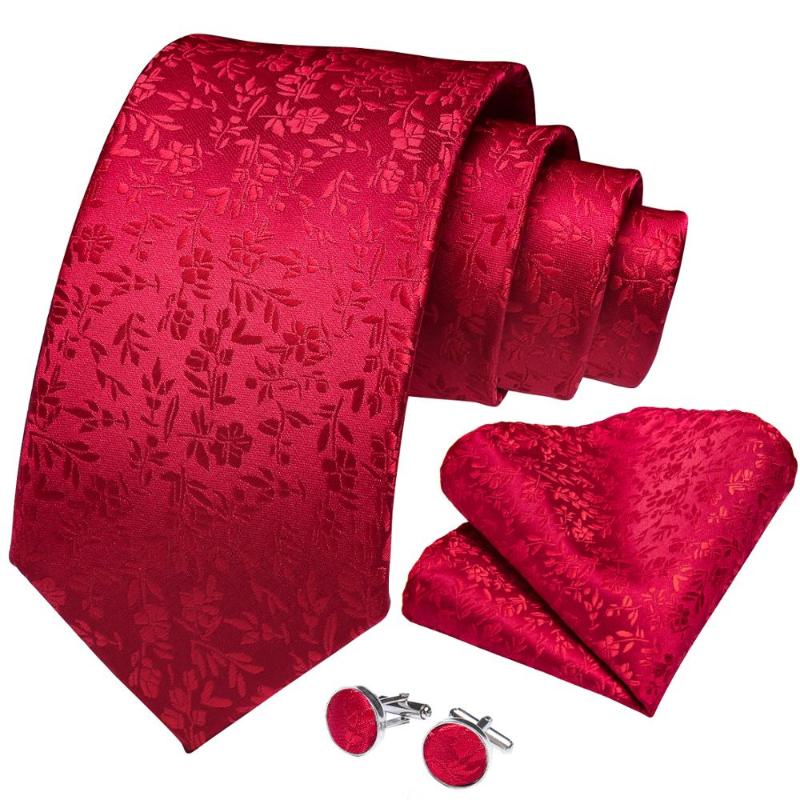 Men's Tie Red Solid Floral Silk Wedding Tie For Men DiBanGu New Designer Hanky Cufflinks Business Gift Set For Men SJT-7265
Men's Tie Red Solid Floral Silk Wedding Tie For Men DiBanGu New Designer Hanky Cufflinks Business Gift Set For Men SJT-7265