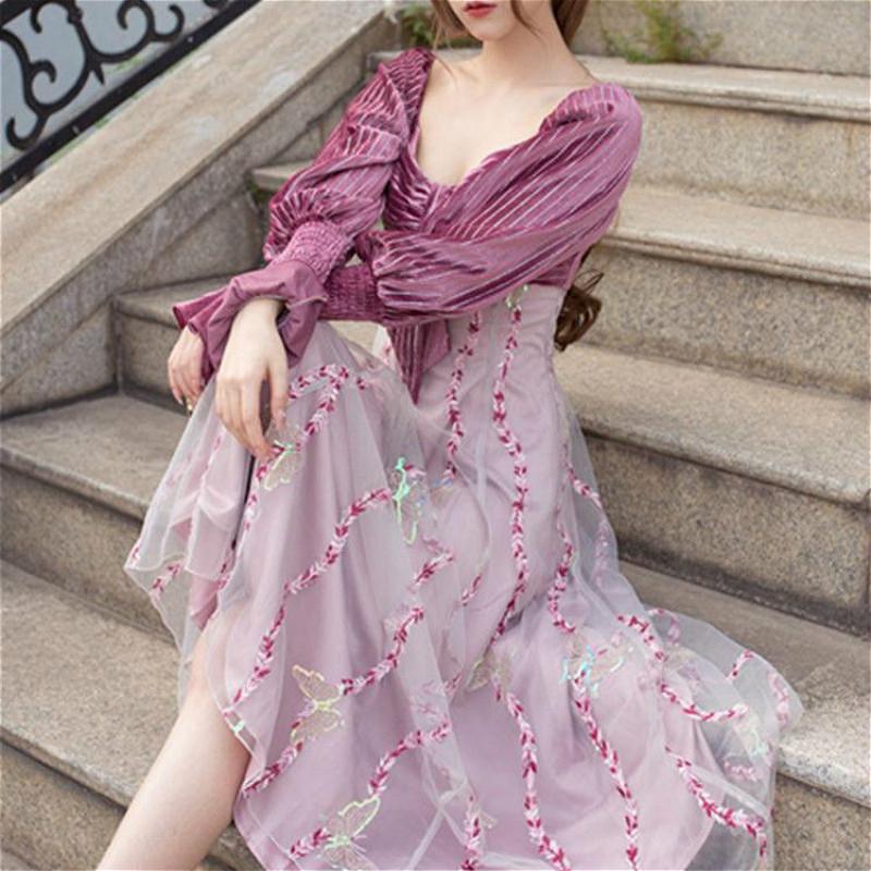 Vintage Dress Women Elegant French Patchwork Party Evening Midi Dress female Long Sleeve One Piece Korean 2021 Autumn, As picture
Vintage Dress Women Elegant French Patchwork Party Evening Midi Dress female Long Sleeve One Piece Korean 2021 Autumn, As picture