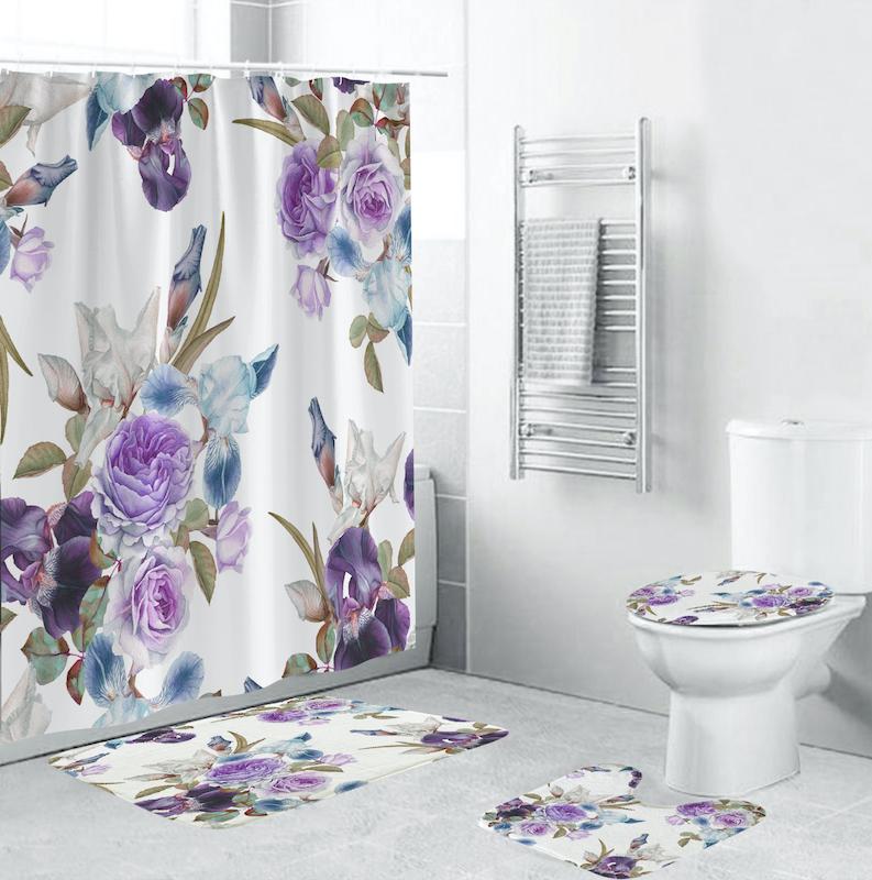4pcs Flowers Print Shower Curtain Toilet Cushion Floor Mat Sets Bathroom Shower Curtain Floor Mat Four-piece Bathroom Set
4pcs Flowers Print Shower Curtain Toilet Cushion Floor Mat Sets Bathroom Shower Curtain Floor Mat Four-piece Bathroom Set