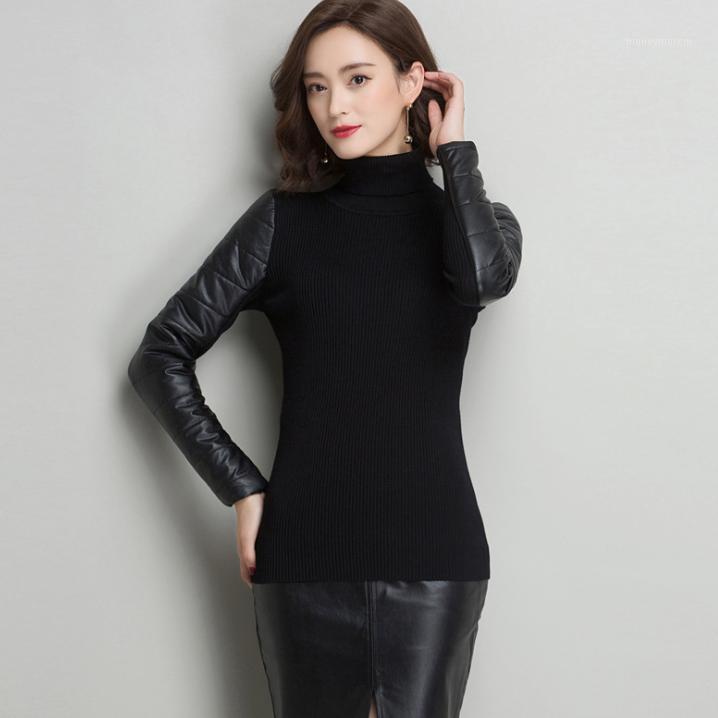 Winter Basic Pullovers Sweaters Hot Women Long Sleeve Slim Elegant Lady Patchwork Leather Black Top Knitted Sweater DA2961, Photo color
Winter Basic Pullovers Sweaters Hot Women Long Sleeve Slim Elegant Lady Patchwork Leather Black Top Knitted Sweater DA2961, Photo color
