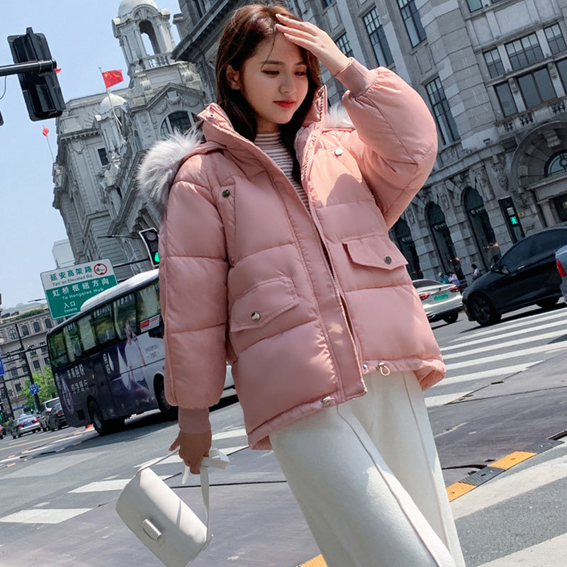 Orwindny Women's Winter Jackets Hooded Thick Warm Winter Coat Short Down Parkas Female Jacket Big Fur Coat Cotton Padded Jackets 201217