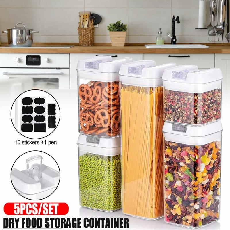 5pcs Set With Free Stickers Airtight Storage Container Jar Kitchen Storage Multigrain Sealed BPA Free Plastic Cereal
5pcs Set With Free Stickers Airtight Storage Container Jar Kitchen Storage Multigrain Sealed BPA Free Plastic Cereal