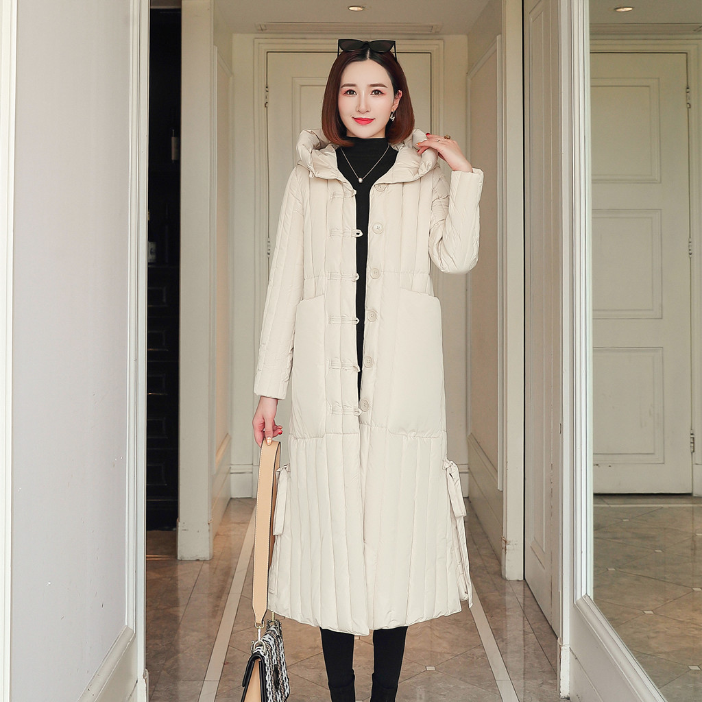National wind down cottonpadded jacket qiu dong outfit Chinese wind cottonpadded clothes long overtheknee 201027