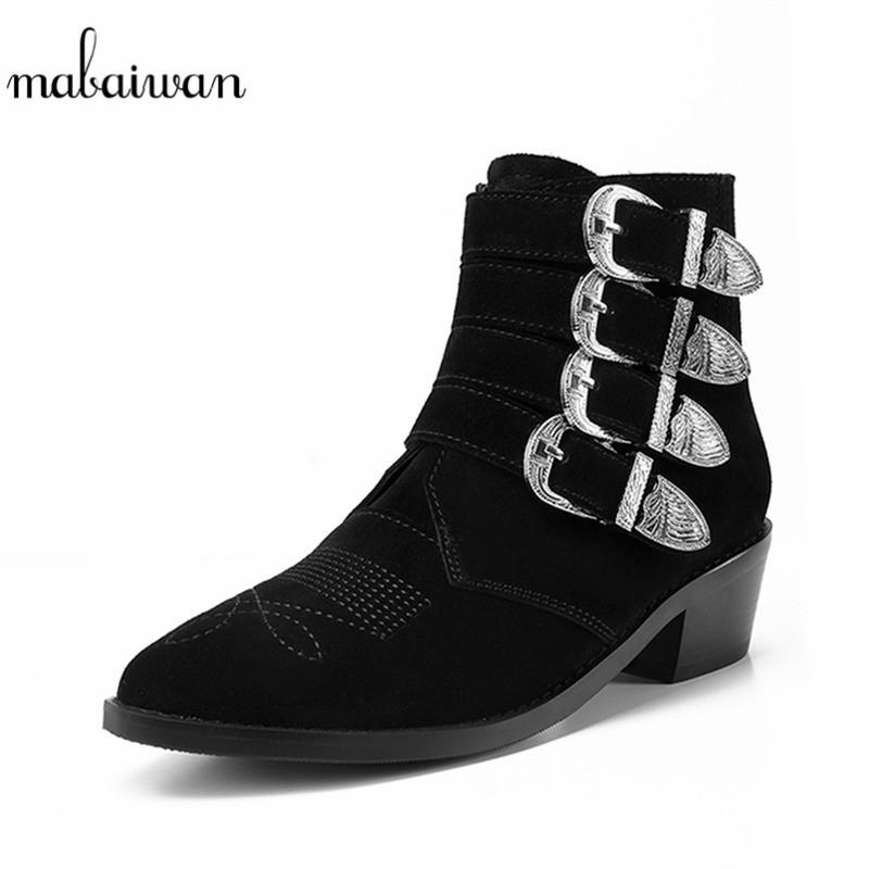 Mabaiwan Black New Women Shoes Flat Ladies Autumn Thick Heel Ankle Boots Metal Buckles Embroidered Riding Botas Motorcycle Boots
Mabaiwan Black New Women Shoes Flat Ladies Autumn Thick Heel Ankle Boots Metal Buckles Embroidered Riding Botas Motorcycle Boots