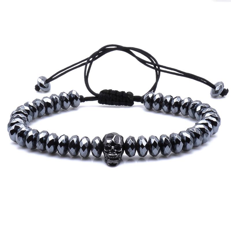 Brading Macrame Rhombus Cut Hematite Beads Bracelets Zircons Skull European American Weaving Mens Bracelets Punk Hiphop Jewelry
Brading Macrame Rhombus Cut Hematite Beads Bracelets Zircons Skull European American Weaving Mens Bracelets Punk Hiphop Jewelry