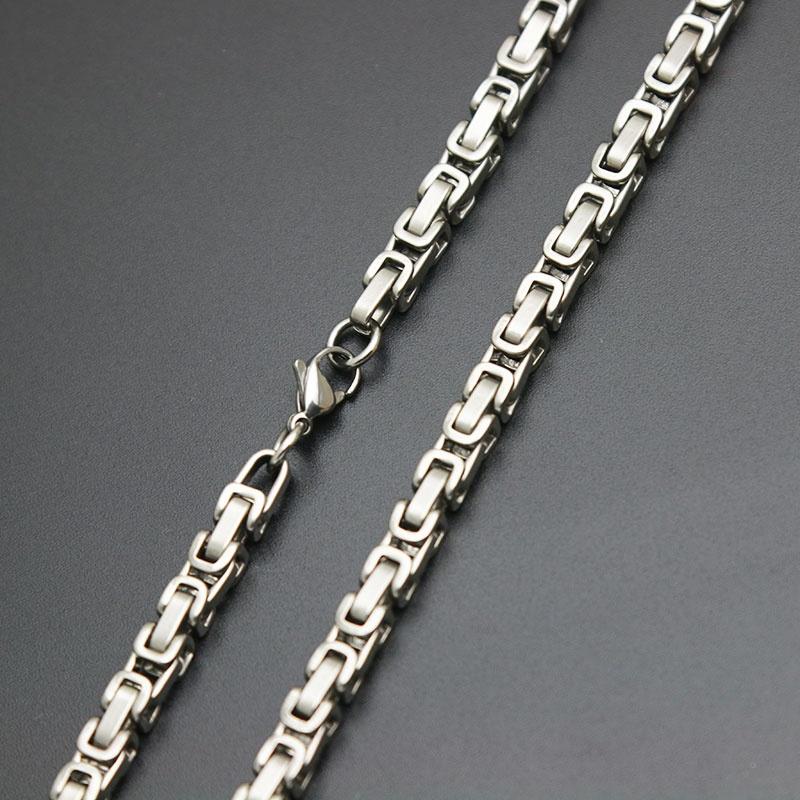 Mens 4mm 5mm Sier Tone 316 Stainless Steel Byzantine Box Link Necklace Chain Free shipping Free shipping