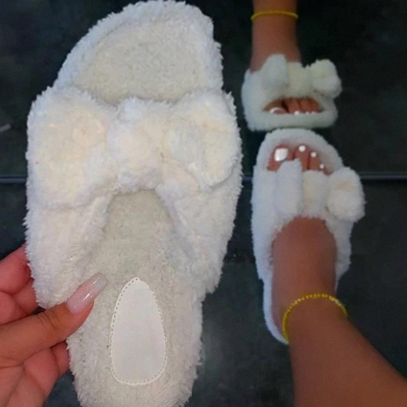 Women Short Plush Slippers Home Slippers Bow Fluffy Slides Winter Fur Flat Casual Female Shoes Sapatos Das Mulheres #N02j, Brown
Women Short Plush Slippers Home Slippers Bow Fluffy Slides Winter Fur Flat Casual Female Shoes Sapatos Das Mulheres #N02j, Brown