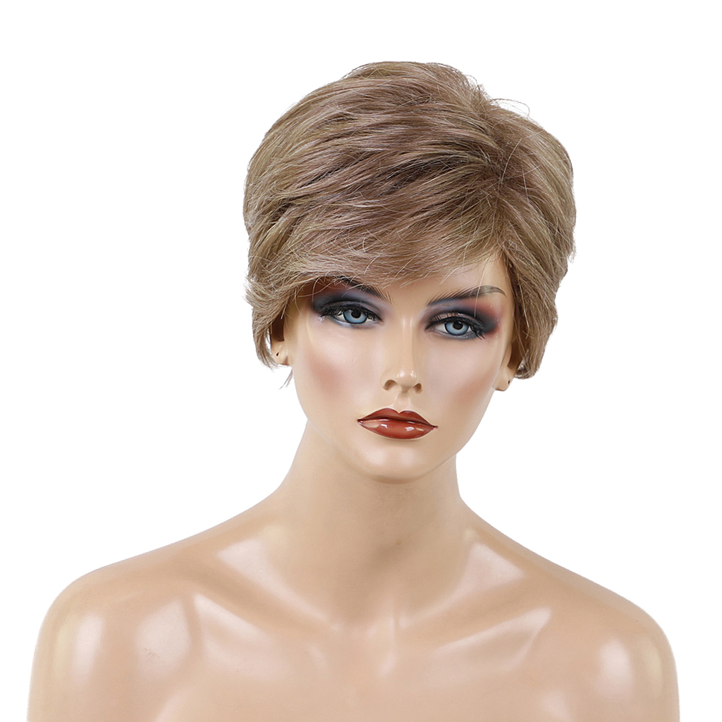 10 Inch Wigs Synthetic Hair Heat Resistant for Women With Inclined Bangs