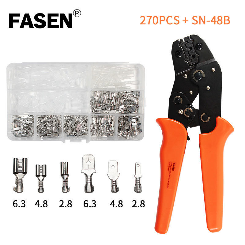 Wire Terminals Crimping Pliers Tool AWG26-16 270 Pcs 2.8mm 4.8mm 6.3mm Male/Female Wire Spade Connectors Terminals Crimper Kit Y200321
Wire Terminals Crimping Pliers Tool AWG26-16 270 Pcs 2.8mm 4.8mm 6.3mm Male/Female Wire Spade Connectors Terminals Crimper Kit Y200321