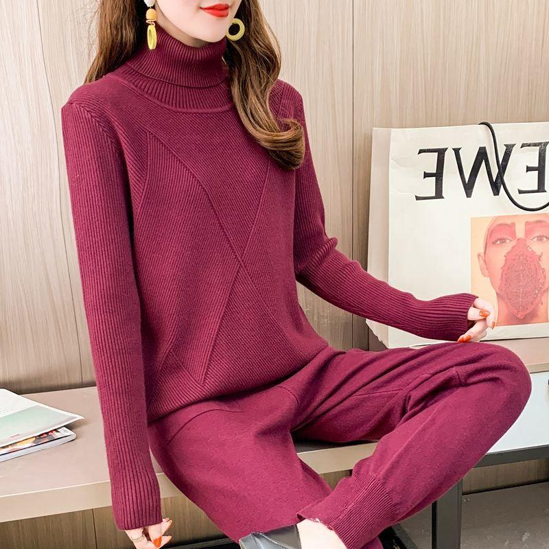 Autumn 2 Piece Set Women Long Sleeve Pullover Sweater Elastic Waist Full Length Straight Casual Solid Pants Suit Office Lady Z41, Khaki
Autumn 2 Piece Set Women Long Sleeve Pullover Sweater Elastic Waist Full Length Straight Casual Solid Pants Suit Office Lady Z41, Khaki