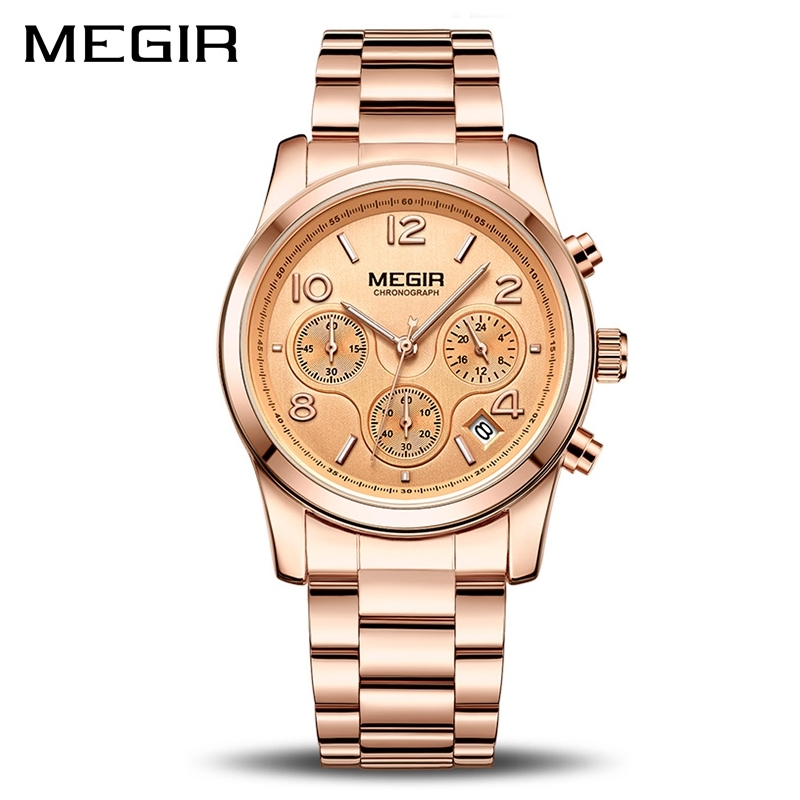 

MEGIR Luxury Quartz Women Watches Relogio Feminino Fashion Sport Ladies Lovers Watch Clock Top Brand Chronograph Wristwatch 2057 201114, Silver