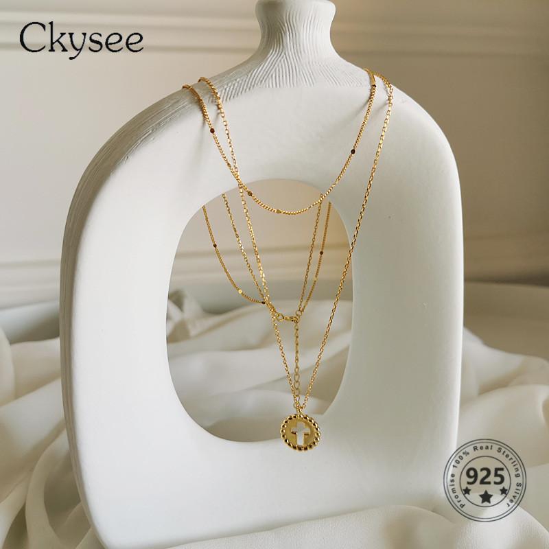 Ckysee S925 Sterling Silver Necklace Golden Three Layer Cross Pendant Necklace Fashion Women Girlfriend Gift Silver Jewelry 2020
Ckysee S925 Sterling Silver Necklace Golden Three Layer Cross Pendant Necklace Fashion Women Girlfriend Gift Silver Jewelry 2020