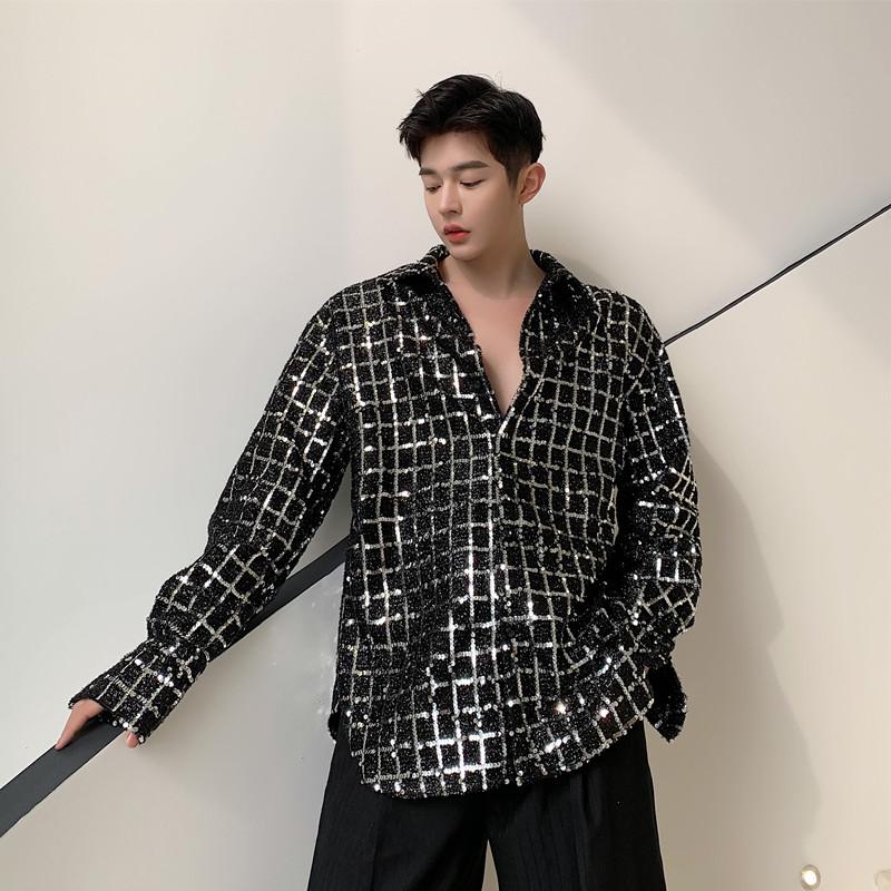 Stage Clothing Men Women Sequins Casual Long Sleeve Shirt Male Retro Fashion Streetwear Hip Hop Dress Shirts Coat, C71
Stage Clothing Men Women Sequins Casual Long Sleeve Shirt Male Retro Fashion Streetwear Hip Hop Dress Shirts Coat, C71
