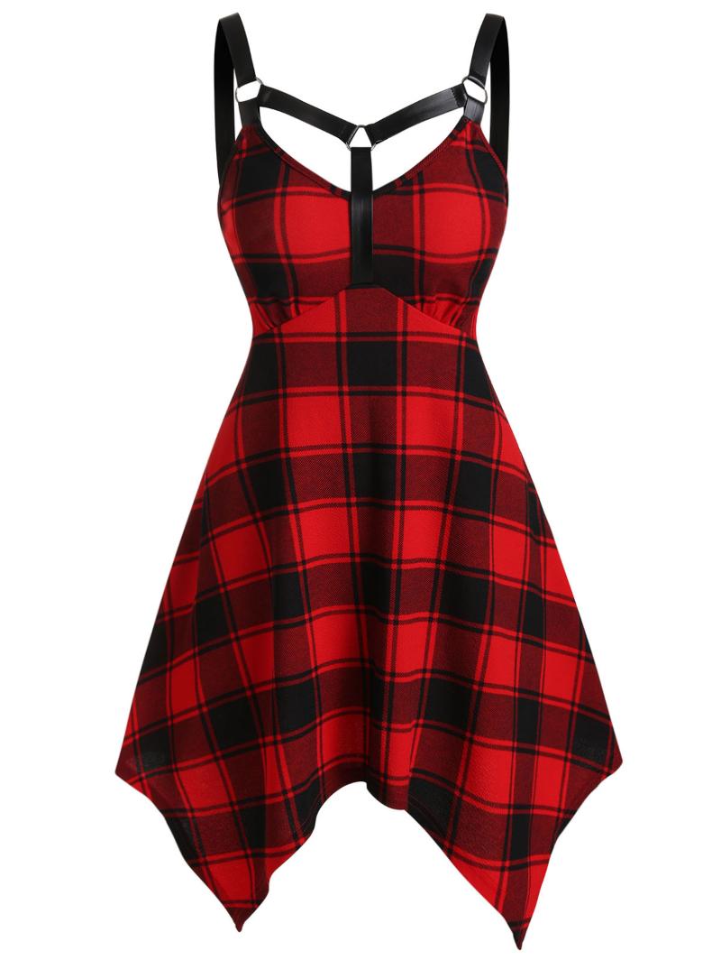 Wipalo Plus Size Gothic Women Dress Plaid Fit And Flare Handkerchief Dress High Waisted Sleeveless Casual Summer Vestidos, Black
Wipalo Plus Size Gothic Women Dress Plaid Fit And Flare Handkerchief Dress High Waisted Sleeveless Casual Summer Vestidos, Black