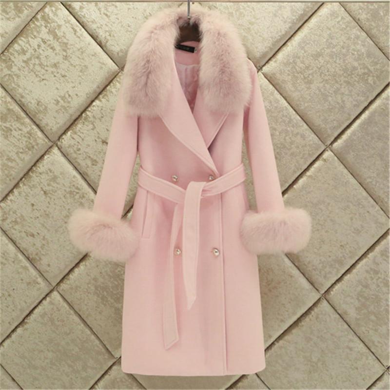 Women's Wool & Blends Fashion Women Woolen Coat 2021 Winter Slim Solid Pocket Double-Breasted Big Fur Collar Thick Warm Female Outwear, Pink
Women's Wool & Blends Fashion Women Woolen Coat 2021 Winter Slim Solid Pocket Double-Breasted Big Fur Collar Thick Warm Female Outwear, Pink